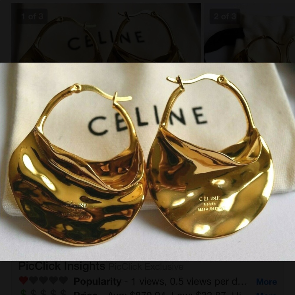 CELINE Swirl Big Hoops Gold Finishing Phoebe Philo
